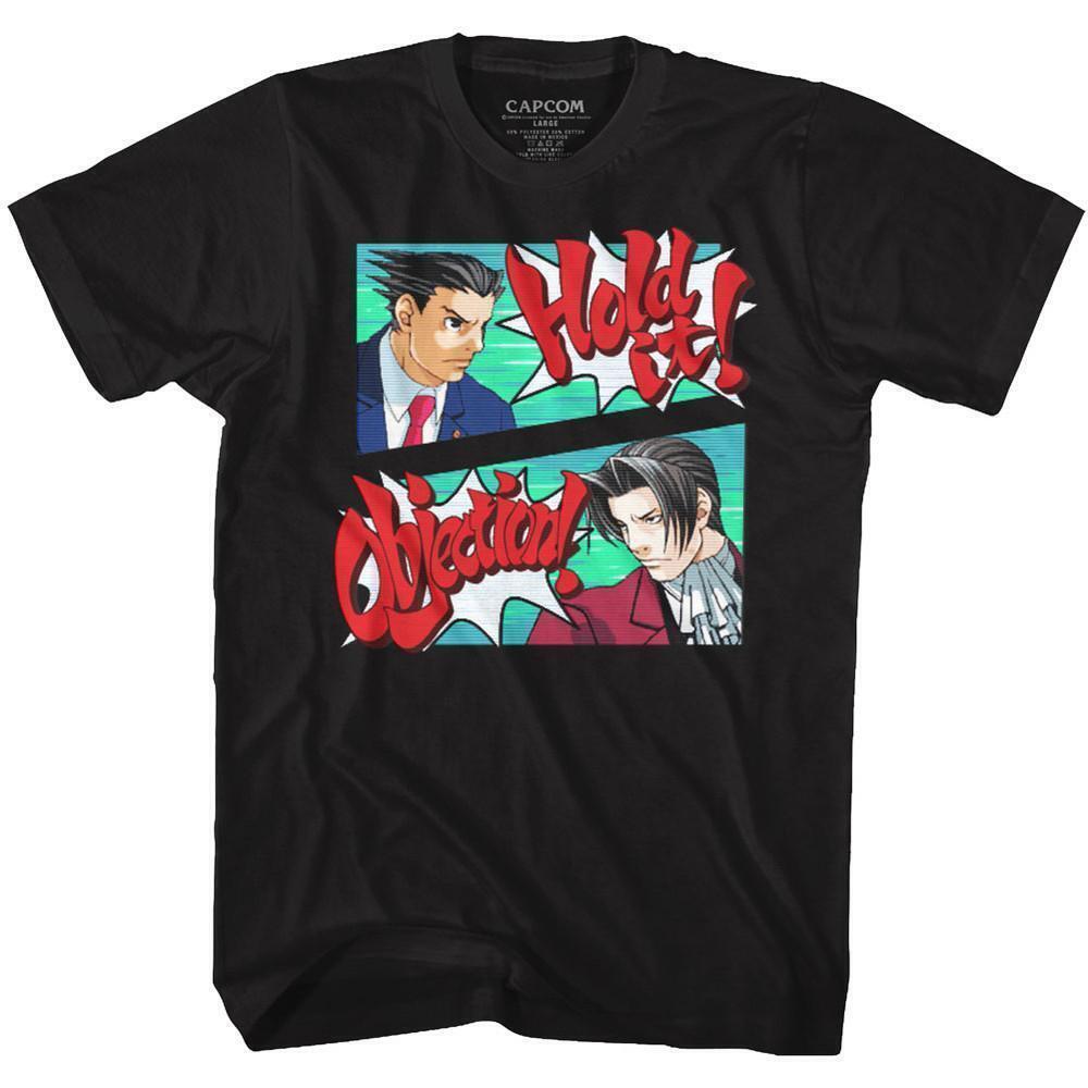 Ace Attorney Hold The Objection Black Adult T Shirt